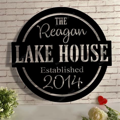 round metal lake house sign with house numbers|Custom Lake House Numbers .